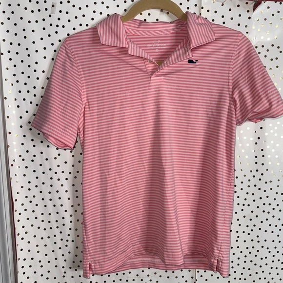 Vineyard Vines Pink Polo Shirt with Stripes - Picture 1 of 7